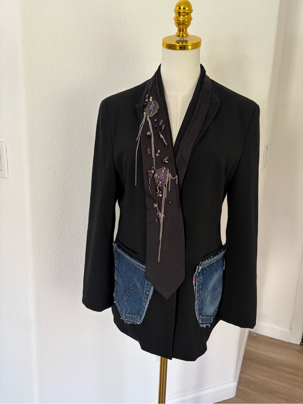 Upcycled The Limited Black Blazer M Embellished